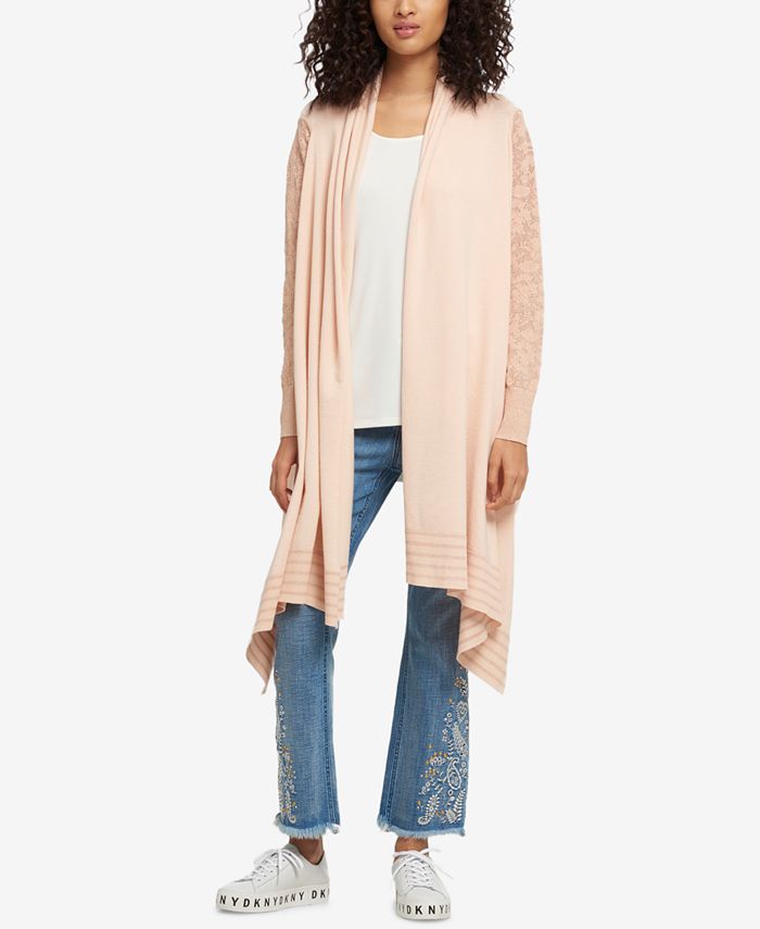 DKNY Open-Front High-Low Cozy Cardigan - Macy's