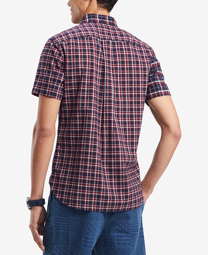 Tommy Hilfiger Men's Colin Pieced Plaid Pocket Shirt, Created for Macy ...