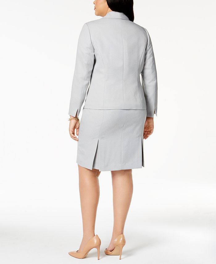 Le Suit Plus Size Herringbone-Print Skirt Suit - Macy's