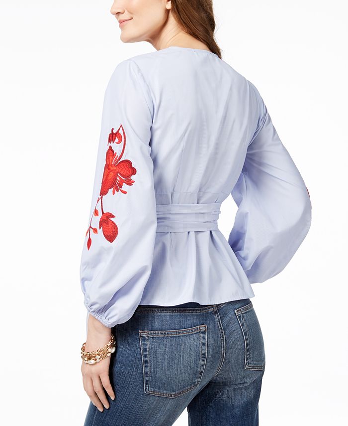 Cate Embroidered Wrap Top