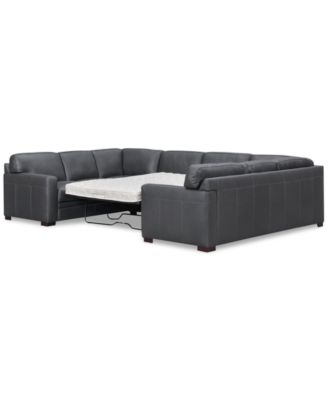 Avenell 3-Pc. Leather Pit Sectional Full Sleeper, Created for Macy's