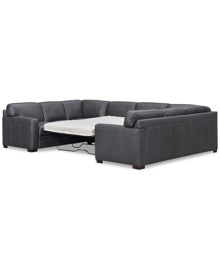 Furniture - Avenell 3-Pc. Leather Sectional with Sofa & Full Sleeper Loveseat