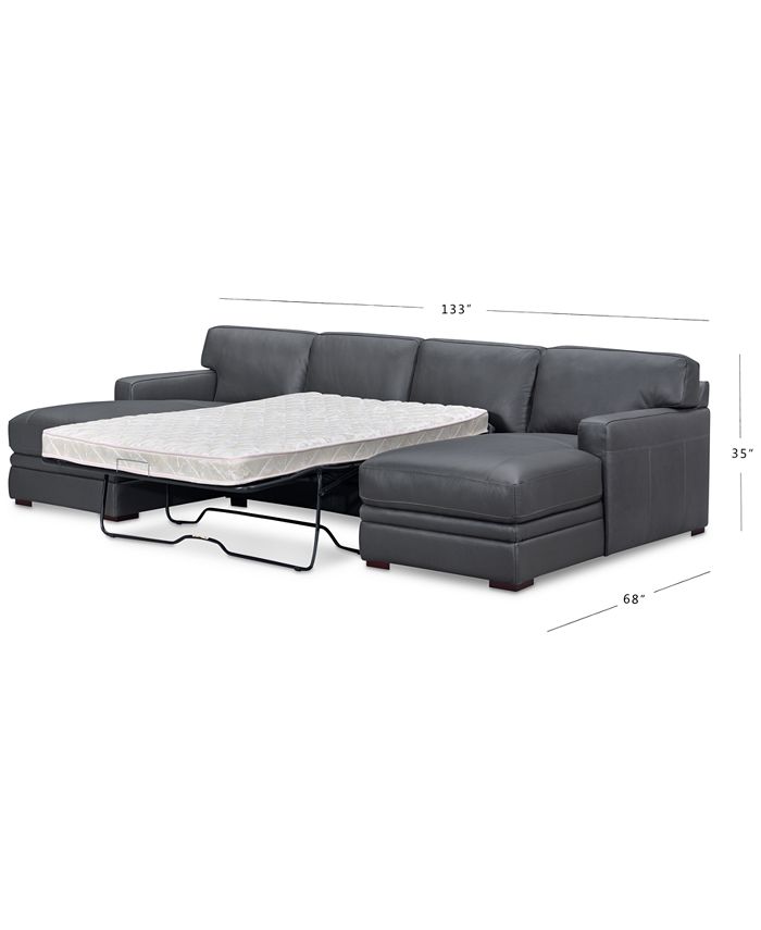 Furniture CLOSEOUT! Avenell 3Pc. Leather Sectional with Double Chaise