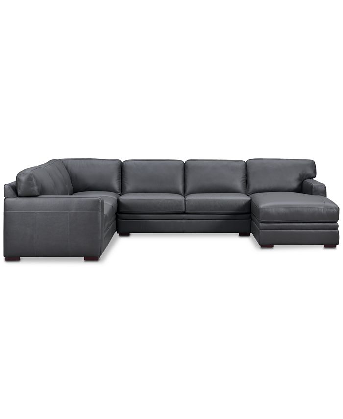 Furniture Avenell 3Pc. Leather Sectional with Full Sleeper Sofa
