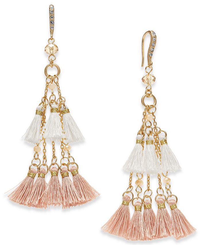 INC International Concepts I.N.C. GoldTone Bead & Tassel Drop Earrings