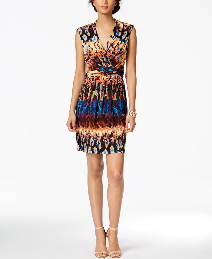 Ellen Tracy Petite Printed Surplice Dress Macy s
