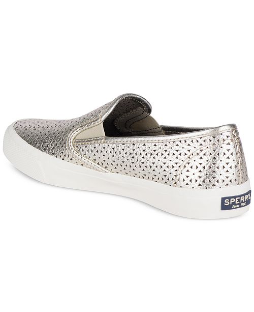 sperry perforated slip on sneakers
