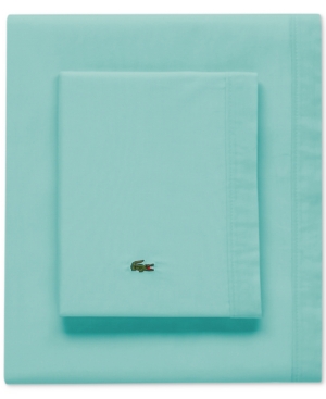 Lacoste Solid Cotton Percale Twin Sheet Set Bedding