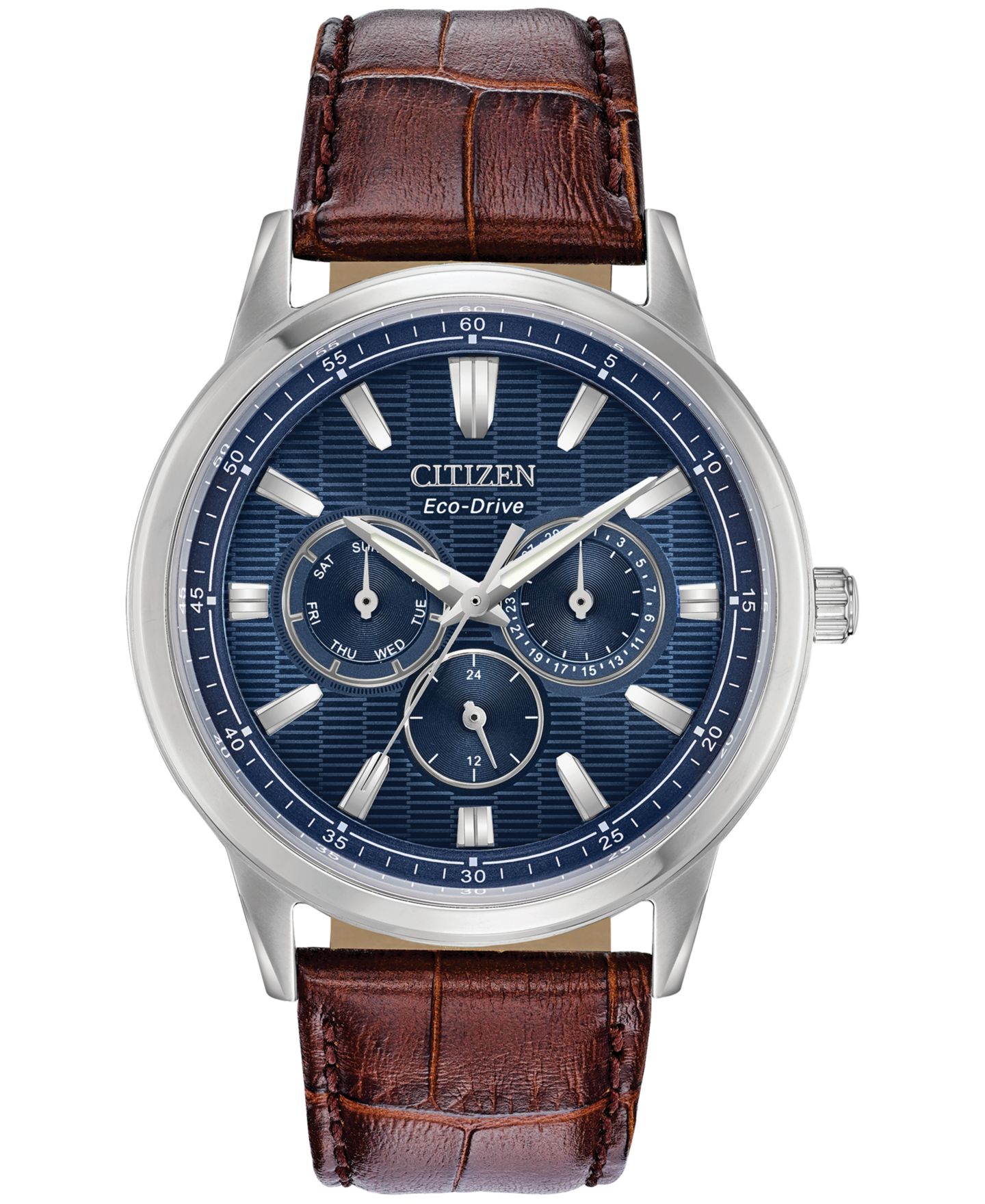 Мужские часы Citizen Eco-Drive Corso Brown Leather Strap Watch 44mm — фото 1