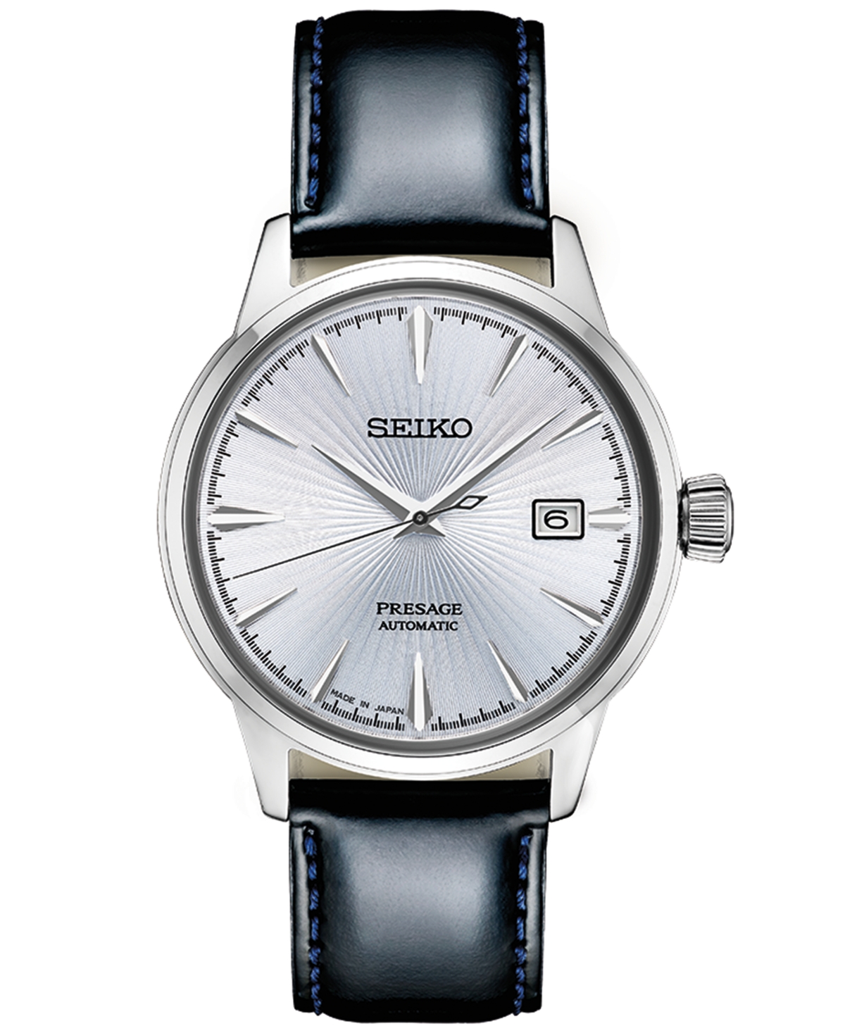 Seiko Men's Automatic Presage Black Leather Strap Watch  & Reviews -  All Watches - Jewelry & Watches - Macy's