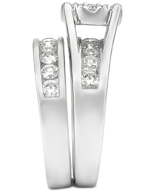 Macy's Diamond Engagement Ring and Wedding Band Bridal Set in 14k White