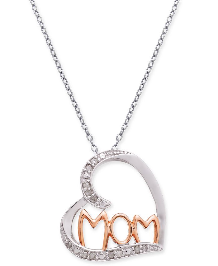 Macy's Diamond Heart 18 Pendant Necklace (1/10 ct. t.w.) in