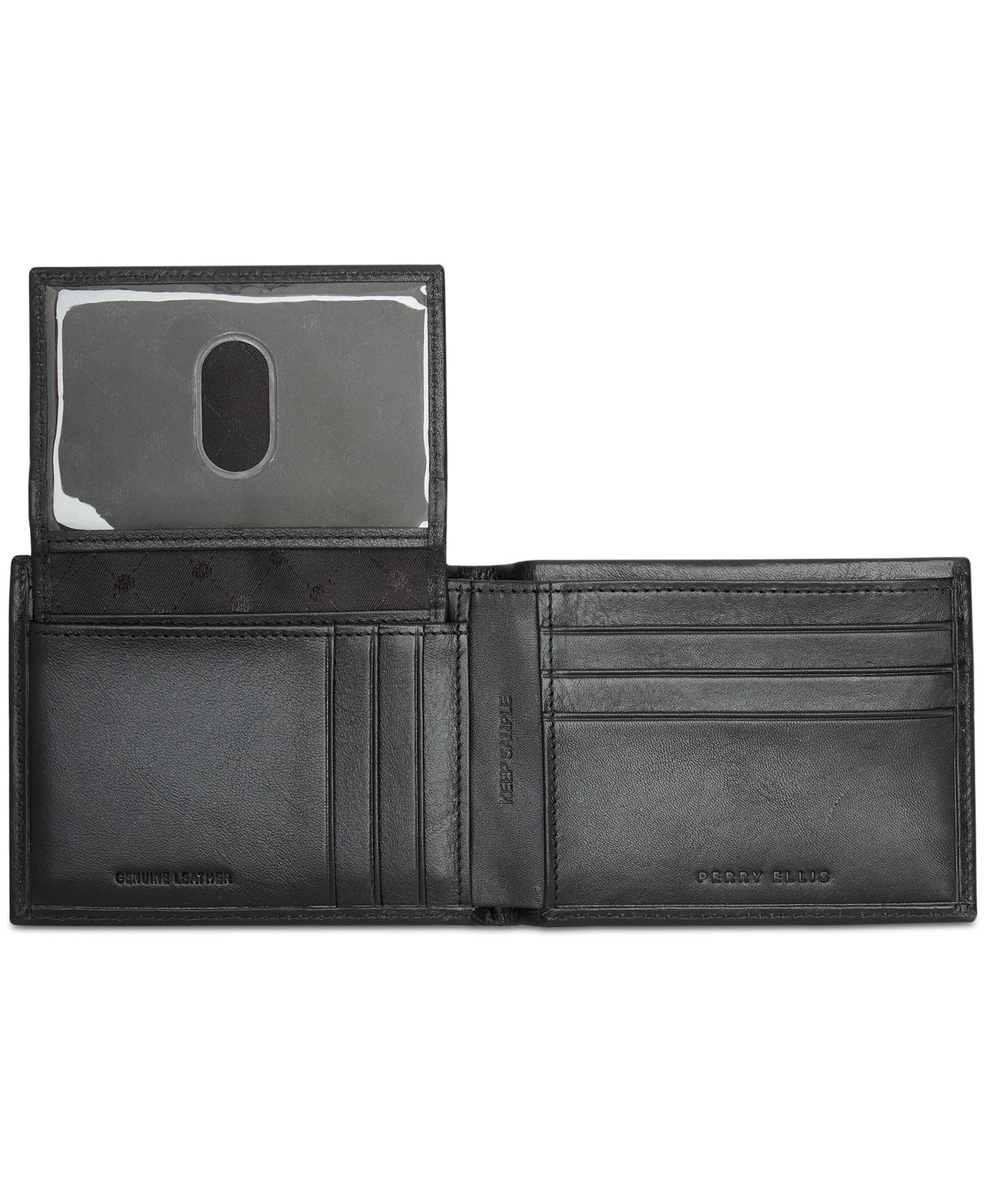 Мужской кошелёк Perry Ellis Portfolio Perry Ellis Leather Pass Case & Removable Card Case, цвет: Чёрный — фото 3