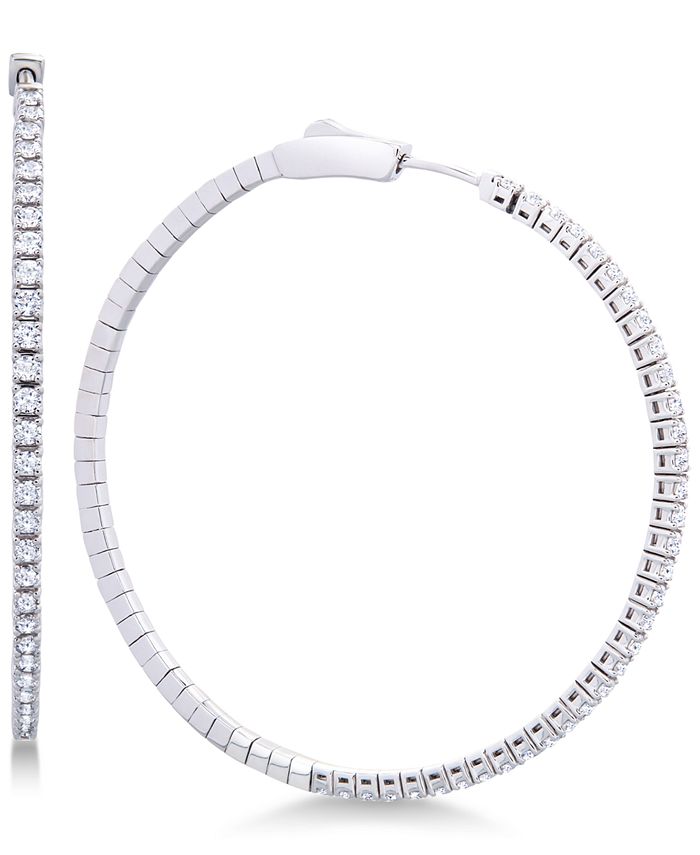 Macy's - Diamond Micro-Pav&eacute; Flexie Hoop Earrings (1 ct. t.w.) in 14k White Gold