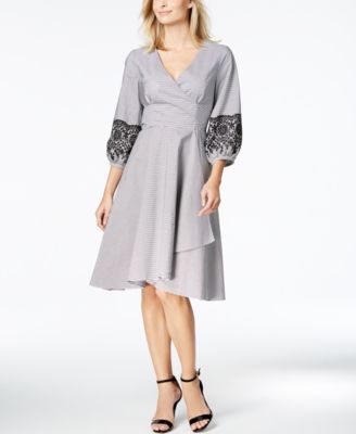 calvin klein embroidered fit and flare dress