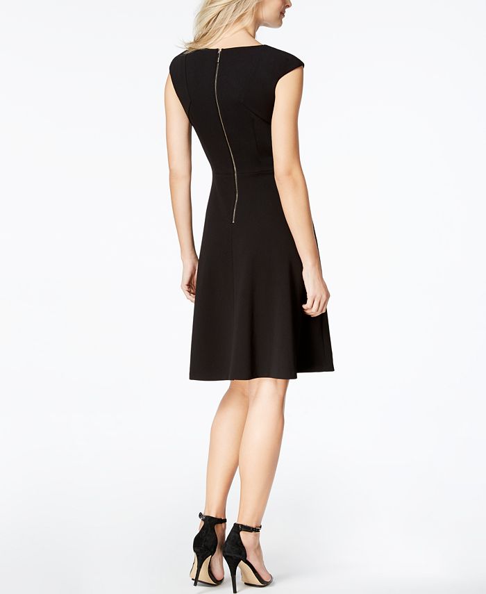 Calvin Klein Cap-Sleeve Fit & Flare Dress - Macy's
