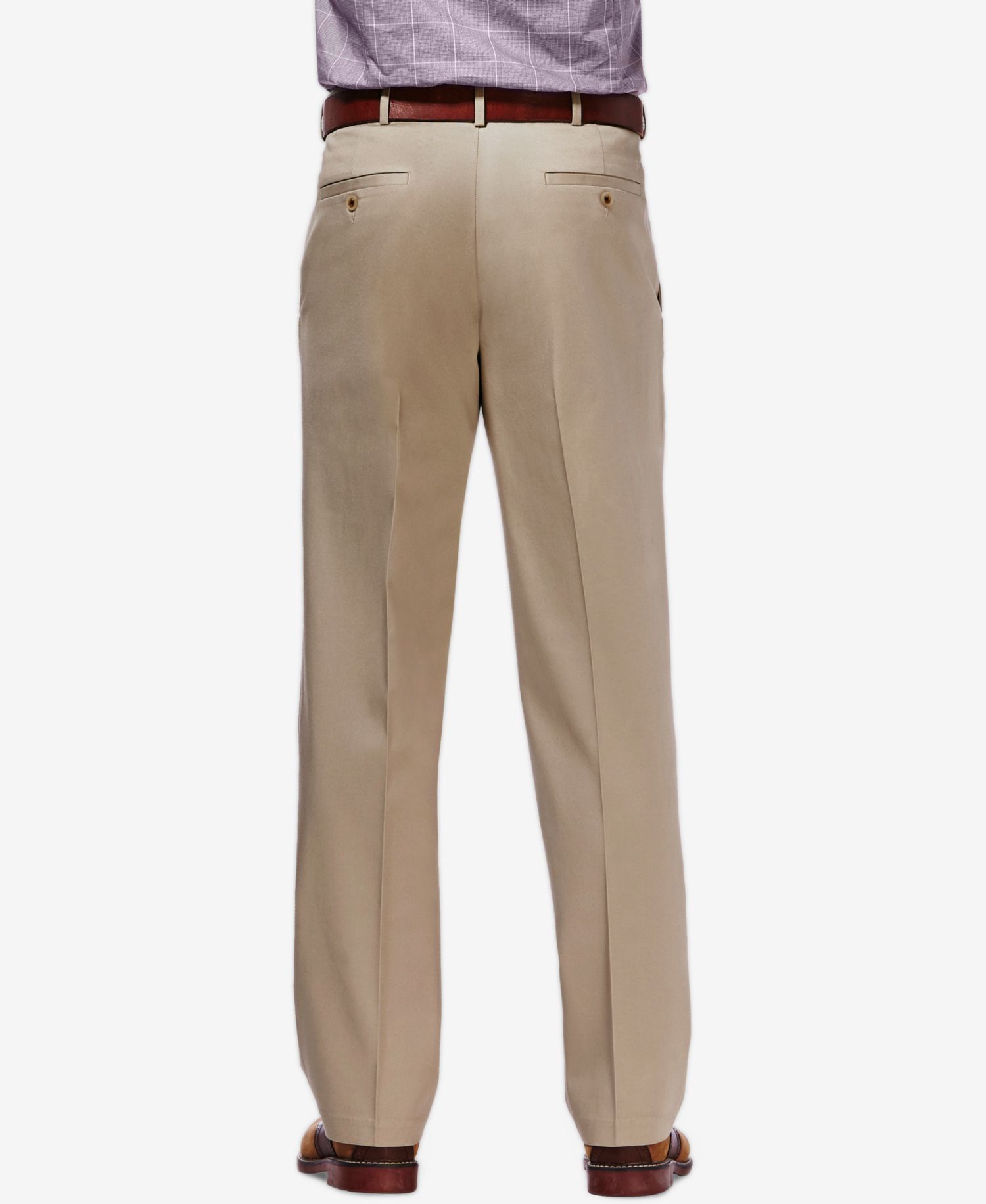 Men's Premium No Iron Khaki Classic Fit Flat Front Hidden Expandable Waist Pant