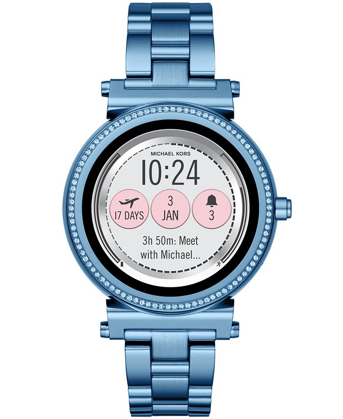Betydning eksplosion mørke Michael Kors Access Women's Sofie Blue Stainless Steel Bracelet Touchscreen  Smart Watch 42mm & Reviews - Macy's