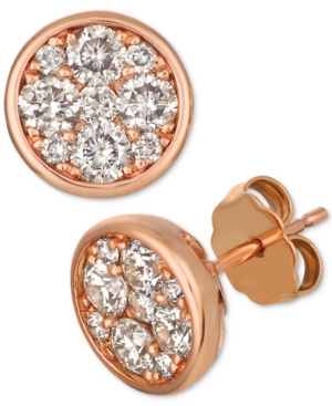 image of Le Vian Strawberry & Nude Diamond Cluster Stud Earrings (1 ct t.w.)
