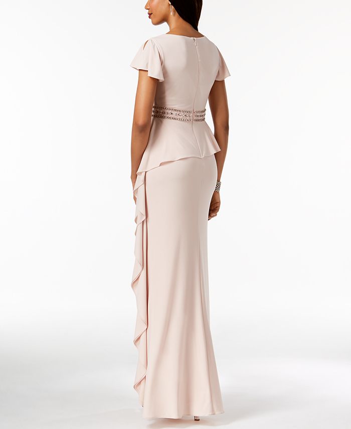 Adrianna Papell Embellished Draped Ruffle Gown & Reviews - Dresses - Women - Macy's