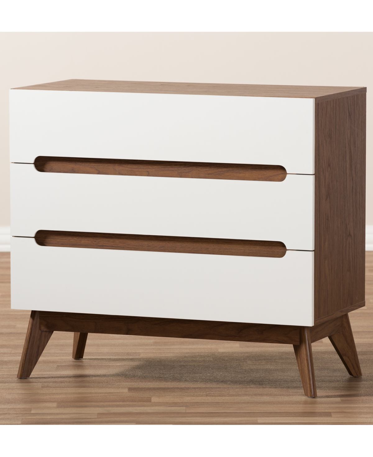Macy's Calypso 3-drawer Chest In White,walnut