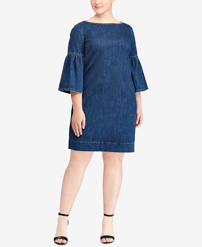 Lauren Ralph Lauren Plus Size Denim Bell Sleeve Dress Macy s