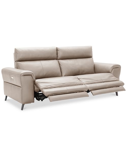 Furniture Raymere 86" 2Pc. Leather Sectional Sofa With 2 Power