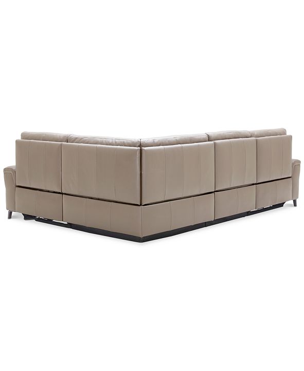 Furniture CLOSEOUT! Raymere 4Pc. Leather Sectional Sofa With 2 Power