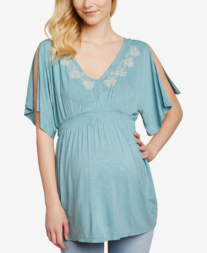 Sky Blue Tropical Printed Square Neck Flutter Sleeve Babydoll Blouse main image 0