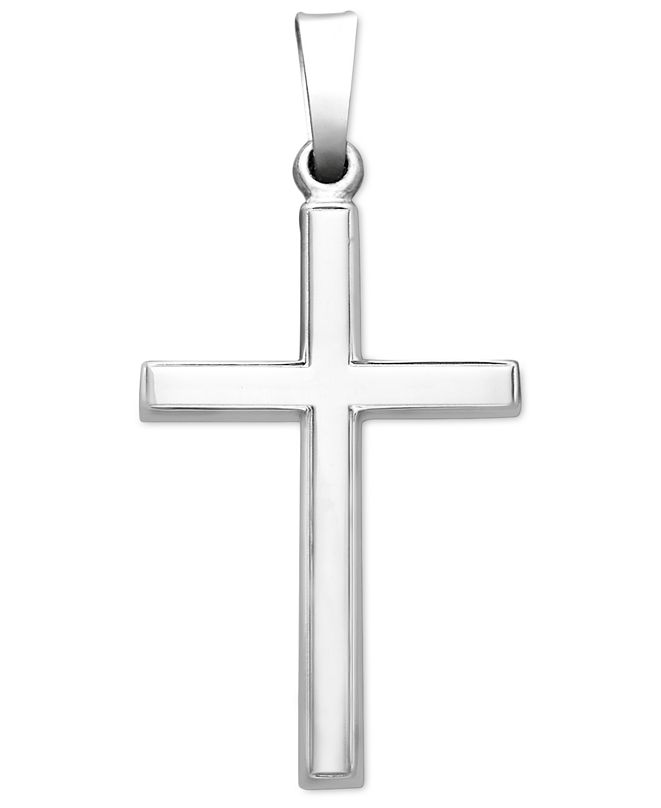 Macy's 14k White Gold Pendant, Traditional Cross & Reviews - Necklaces ...