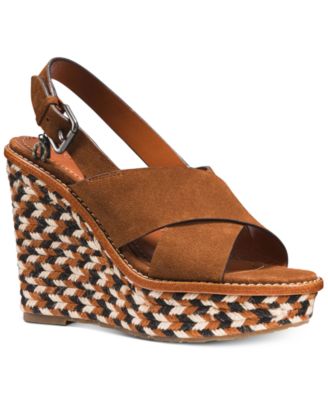 coach cross band high wedge sandal