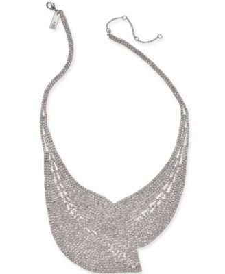 INC International Concepts - Silver-Tone Crystal Mesh Statement Necklace, 17" + 3" extender