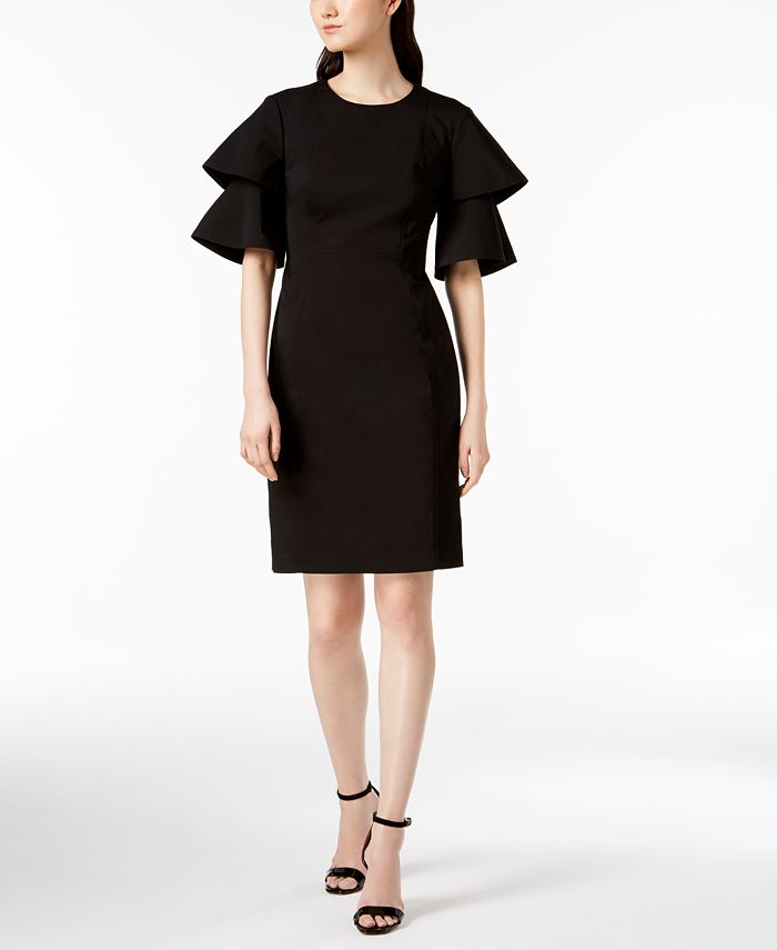 Calvin Klein Cotton Compression Ruffle Dress & Reviews - Dresses - Women -  Macy's