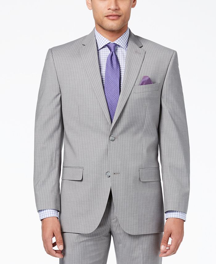 Sean John Men's Classic-Fit Stretch Gray Stripe Suit Jacket - Macy's