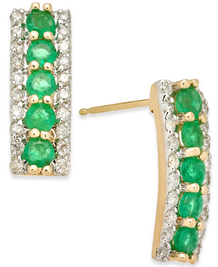 Macy's Emerald (3/4 ct. t.w.) & Diamond (1/4 ct. t.w.) Stud Earrings in