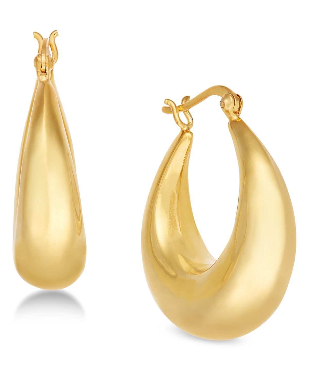 And Now This Graduated Puff Hoop in Silver Plate orPlate Earrings - Gold