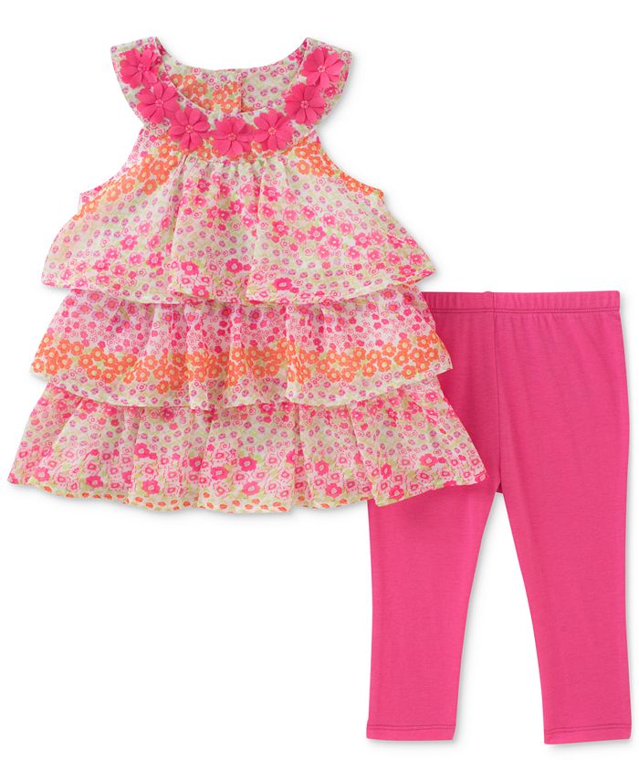 Kids Headquarters 2-Pc. Floral-Print Tunic & Capri Leggings Set ...