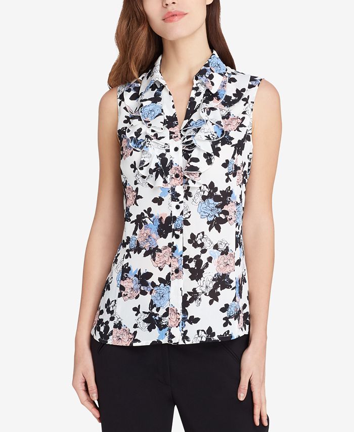 Chemisier Tahari Fluide Imprimé Floral - Transparent Vert - Taille M