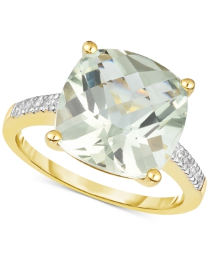 image of Green Quartz (5 ct. t.w.) & Diamond Accent Ring in 14k Gold