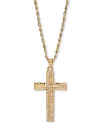 Macy's - Textured Cross 20" Pendant Necklace in 14k Gold