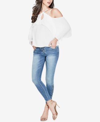 GUESS Lace-Up Ankle Skinny Jeans - Macy's