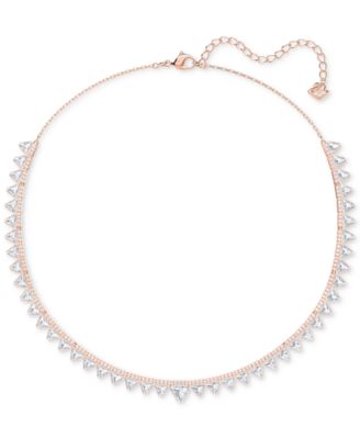 Swarovski - Rose Gold-Tone Crystal Triangle Choker Necklace, 14-3/4" + 1-3/4" extender