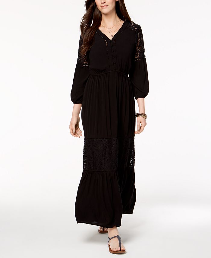 Style & Co Lace-Contrast Maxi Dress, Created for Macy's - Macy's