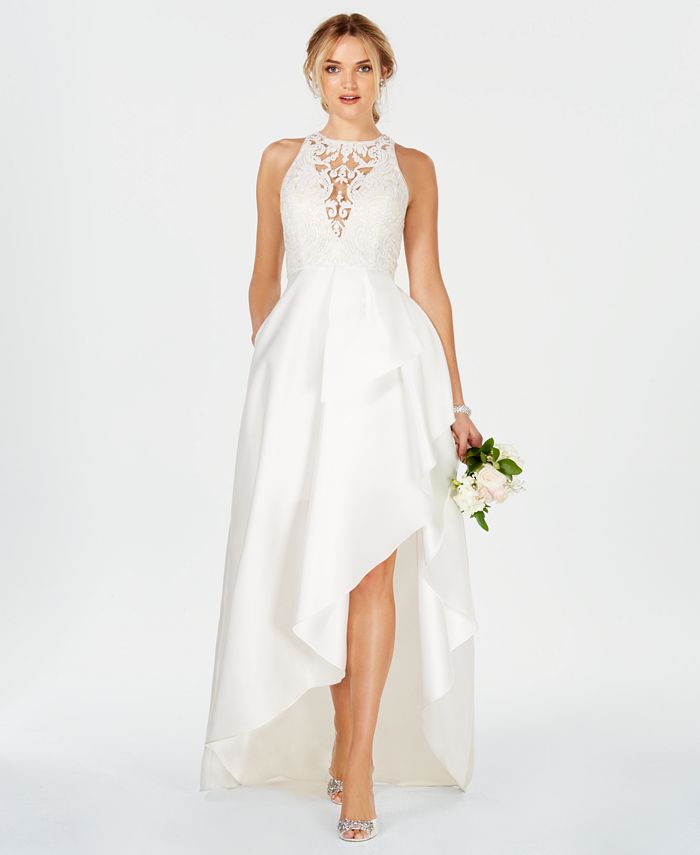 Adrianna Papell Embroidered High-Low Gown - Macy's