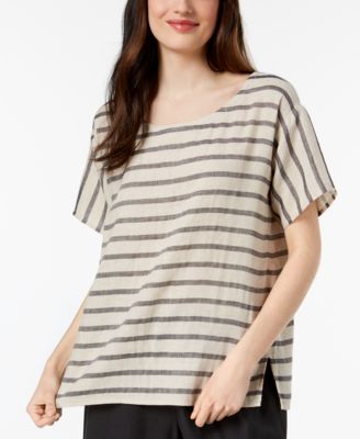 Eileen Fisher Organic Linen Blend Striped Top Macy s