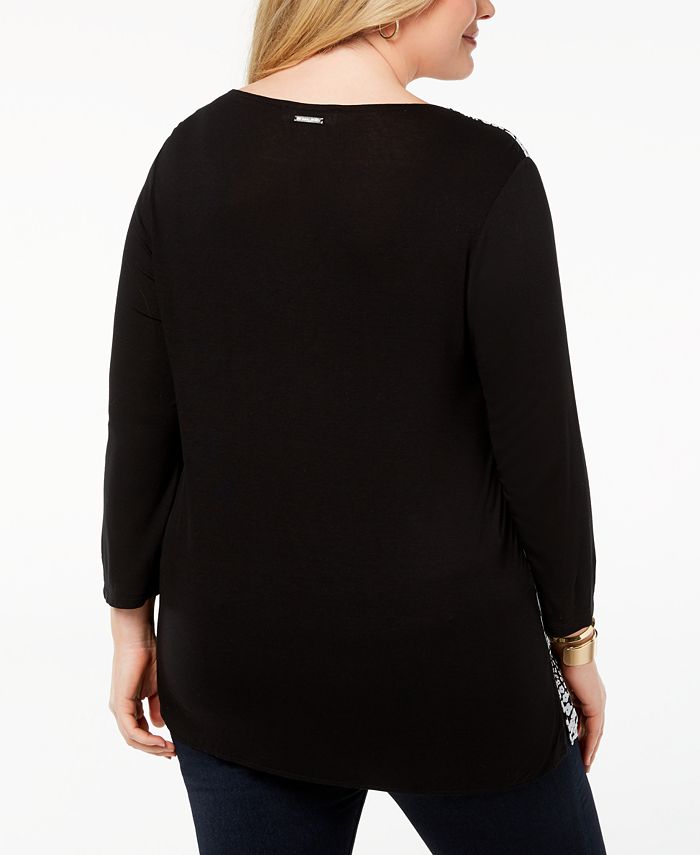 Michael Kors Plus Size Printed-Front Top - Macy's