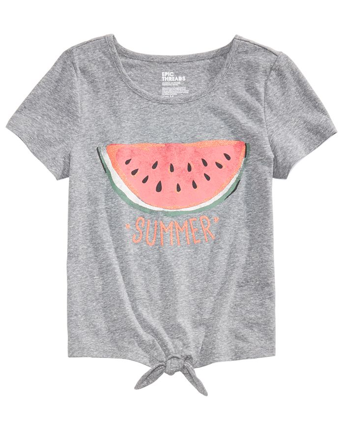 Epic Threads Tie-Front Watermelon T-Shirt, Big Girls, Created for Macy ...