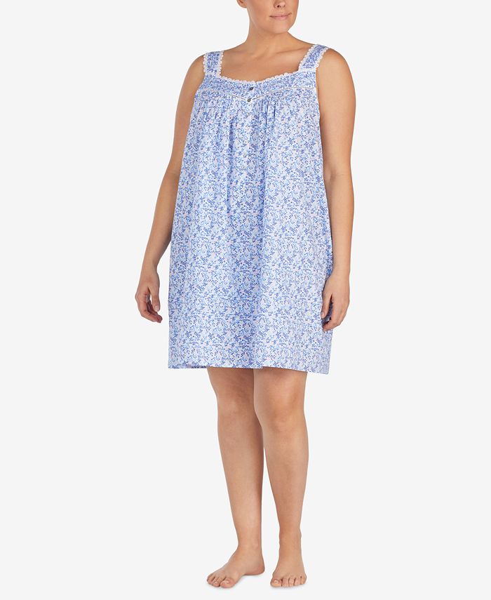 Eileen West Plus Size Venise-Lace Woven Cotton Nightgown - Macy's