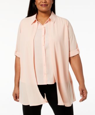 Calvin Klein - Plus Size Layered-Look Blouse