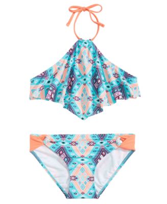 Summer Crush 2-Pc. Printed Halter-Neck Bikini, Big Girls - Macy's